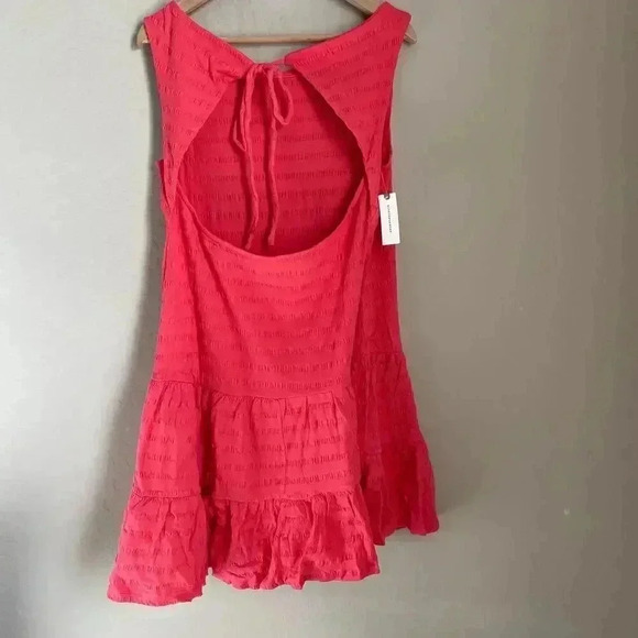 Anthropologie Flounced Open-Back Mini Dress Teaberry Size Large - Picture 3 of 13